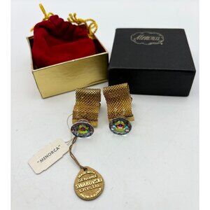 1960s Menorca 14K GFP Swarovski Crystal Cuff Links in Original Box-RARE